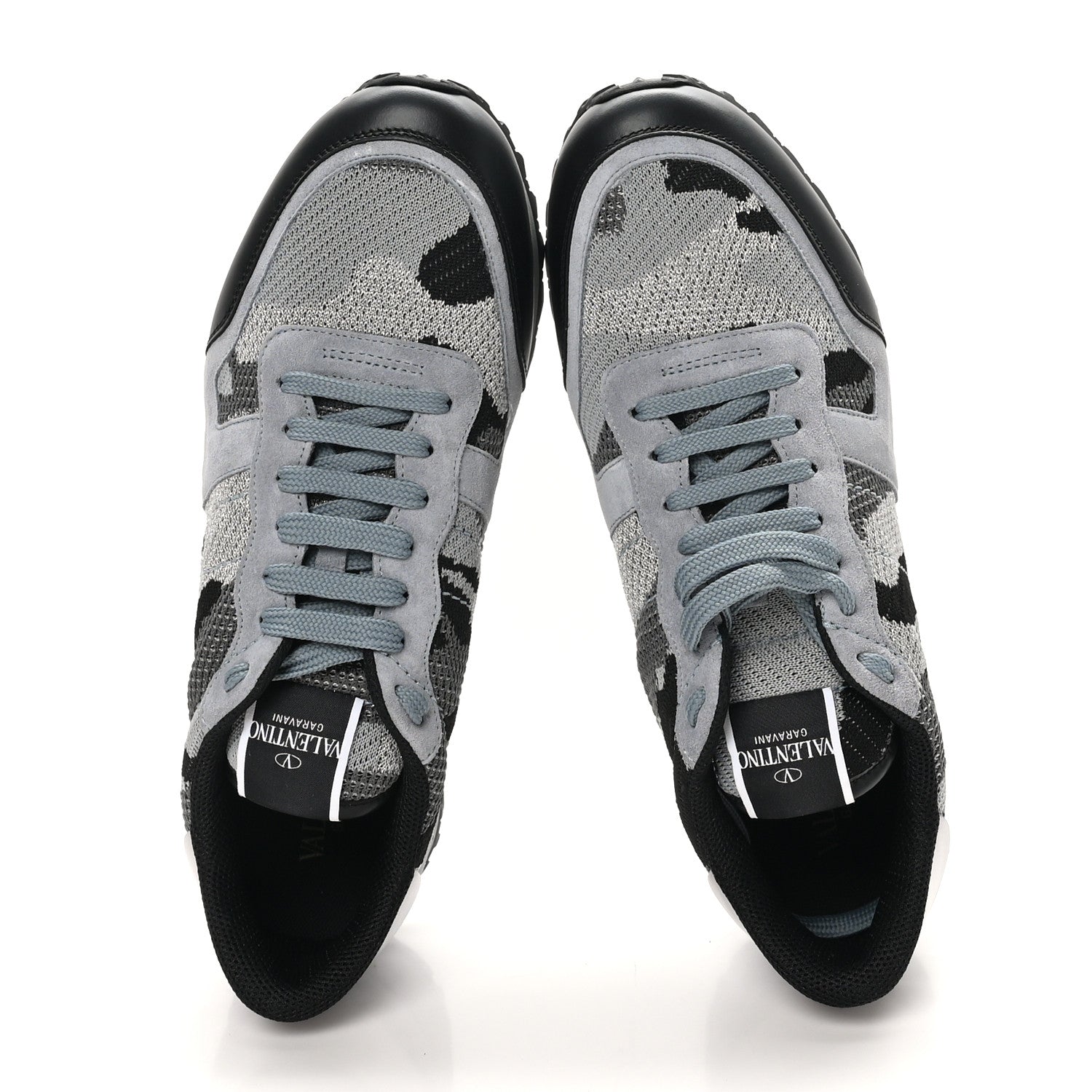 Valentino Garavani Mesh Suede Camouflage Mens Rockrunner Sneakers 10 Grey 2 of 9