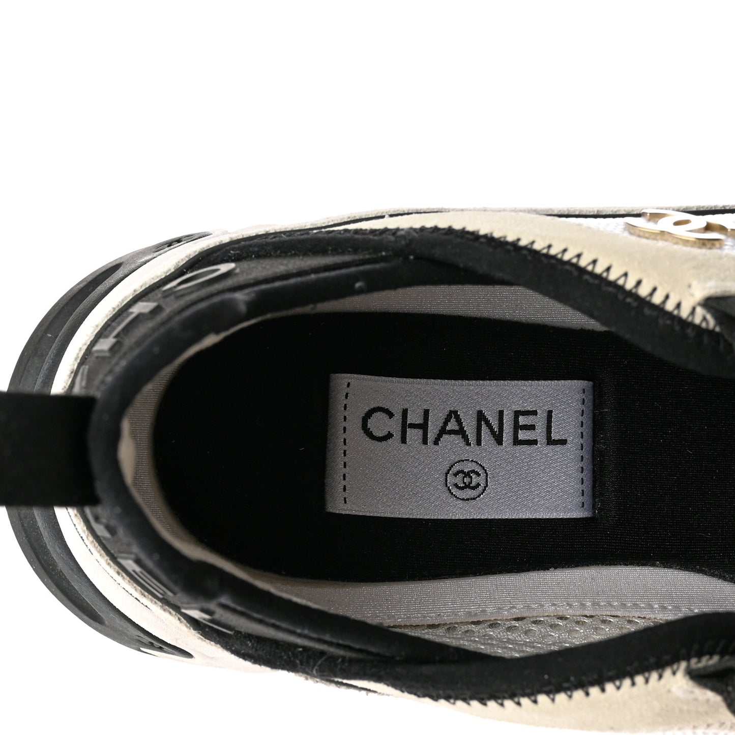 Velvet Calfskin Mixed Fibers CC Sneakers 40 White Black