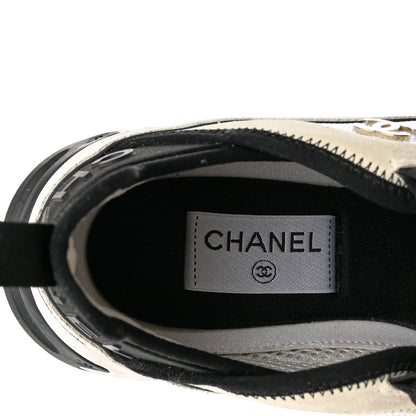 Chanel Velvet Calfskin Mixed Fibers CC Sneakers 40 White Black 7 of 13