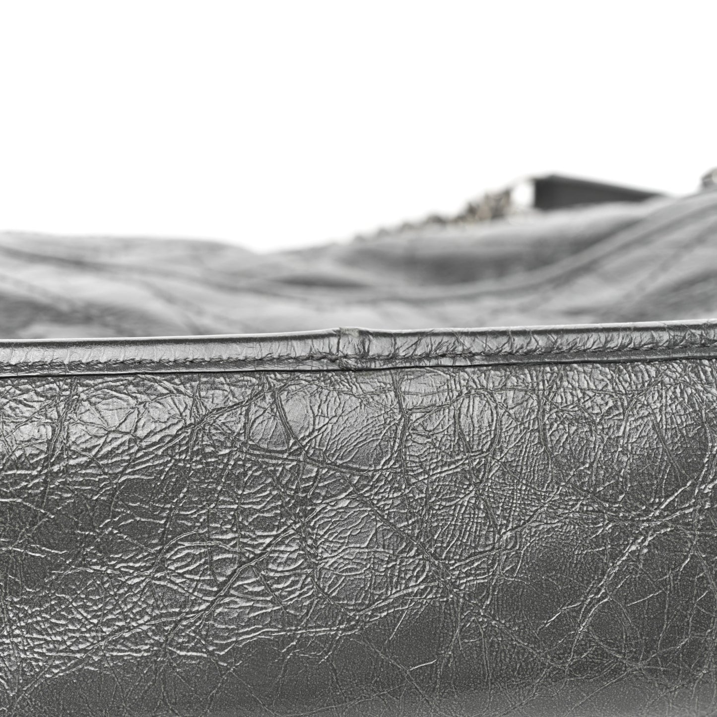 Crinkled Calfskin Matelasse Monogram Medium Niki Chain Satchel Fog