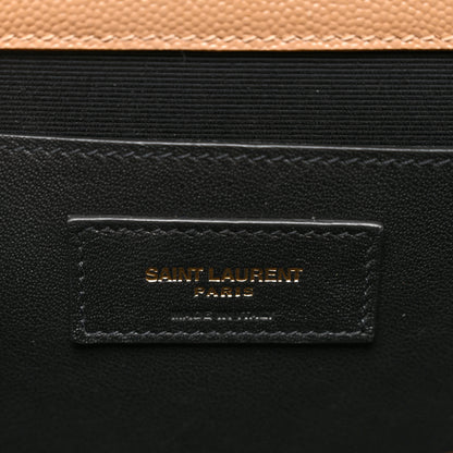 Saint Laurent Grain De Poudre Textured Mixed Matelasse Medium Triquilt Monogram Satchel Dark Cork 6 of 11