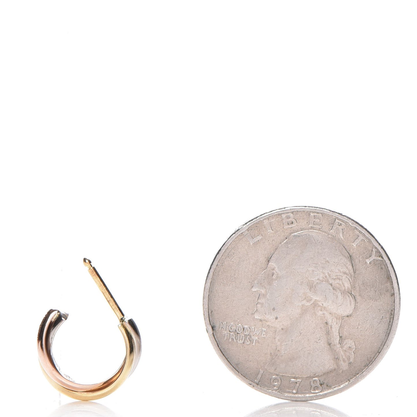 18K Pink Yellow White Gold 13mm Trinity Hoop Earrings