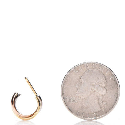 Cartier 18K Pink Yellow White Gold 13mm Trinity Hoop Earrings 2 of 6