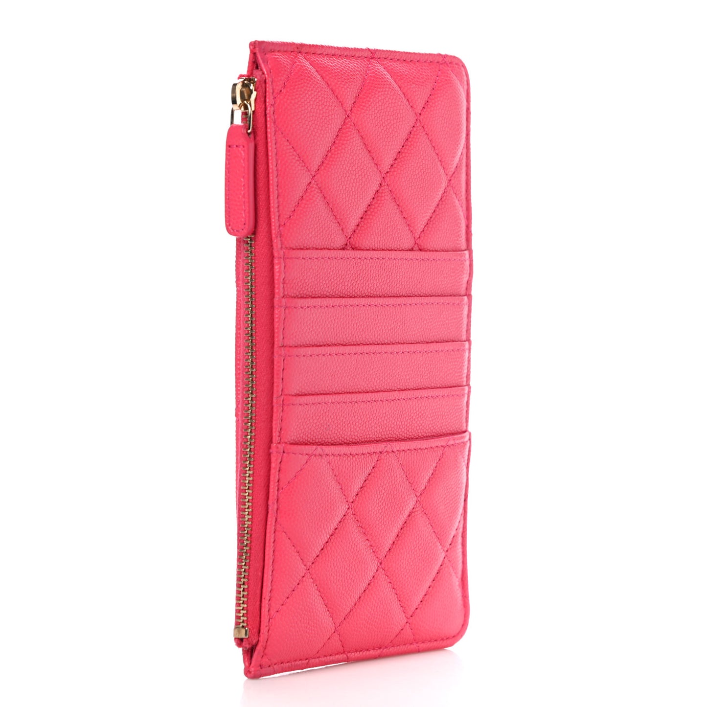 Caviar Quilted French New Wave Flat Wallet Pouch Pink