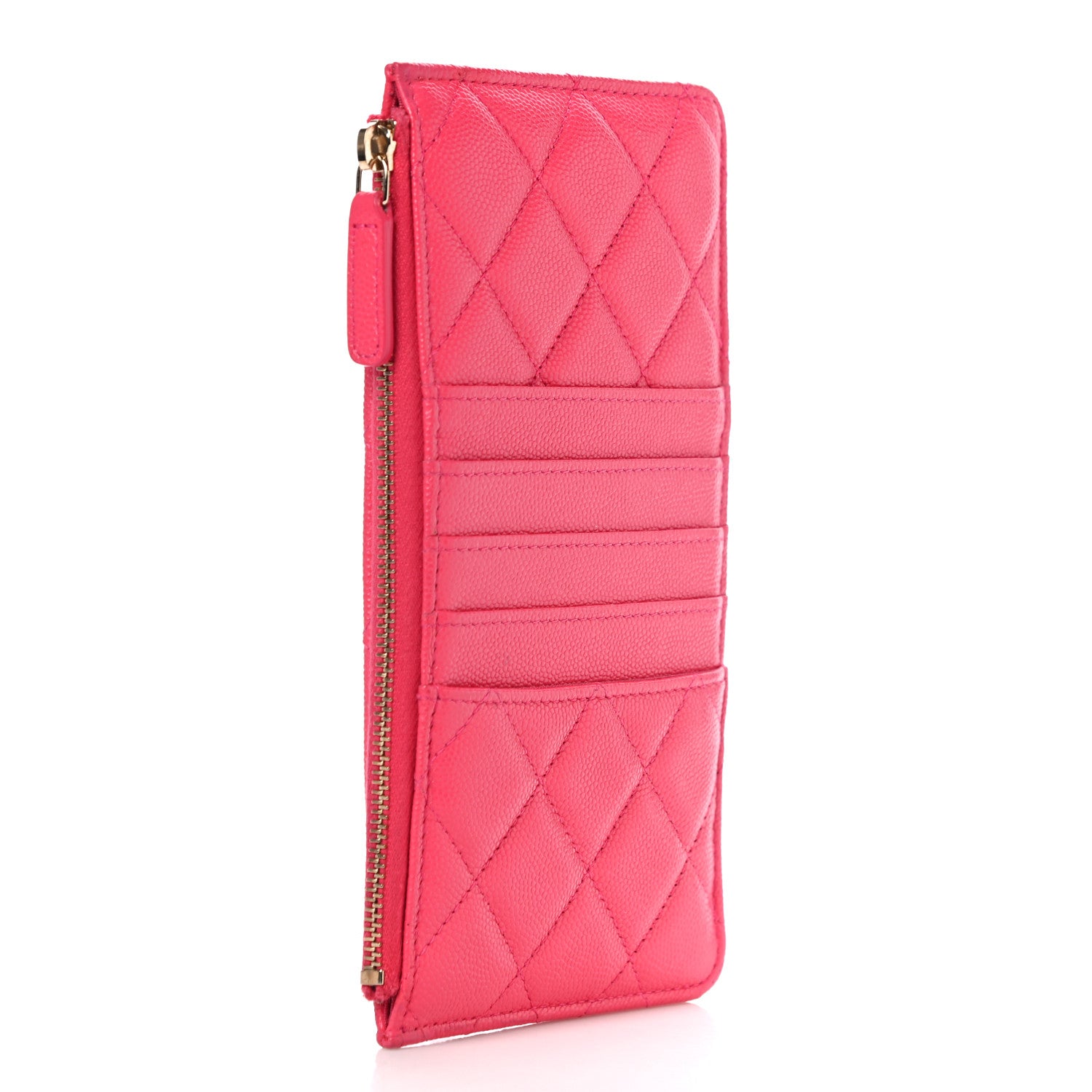 Chanel Caviar Quilted French New Wave Flat Wallet Pouch Pink 3 of 11