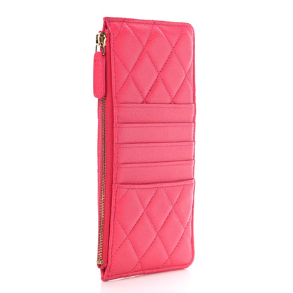 Chanel Caviar Quilted French New Wave Flat Wallet Pouch Pink 3 of 11