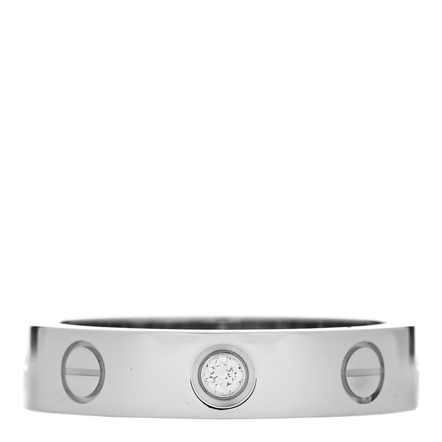 Cartier 18K White Gold Diamond 4mm LOVE Wedding Band Ring 49 5 1 of 5