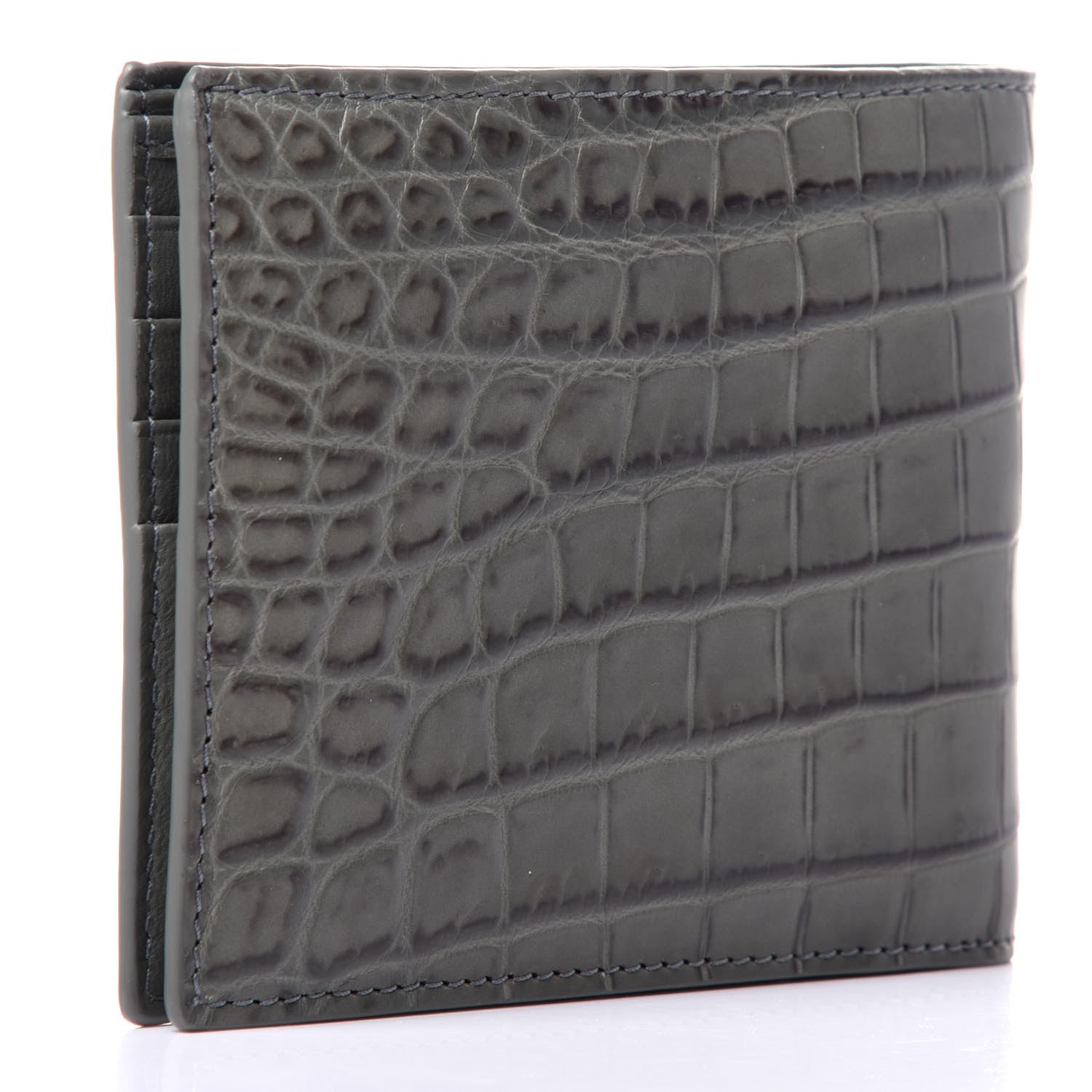 Bottega Veneta Crocodile Bi-Fold Wallet Grey 3 of 10