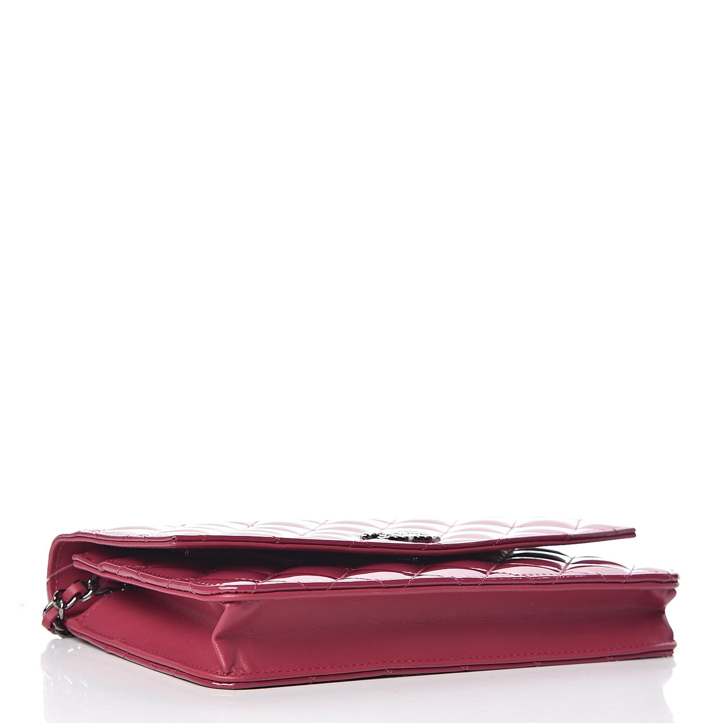 Patent Quilted Brilliant Wallet On Chain WOC Dark Pink