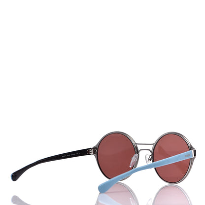 Prada Mirrored Round Sunglasses SPR 57T Black Blue 4 of 7