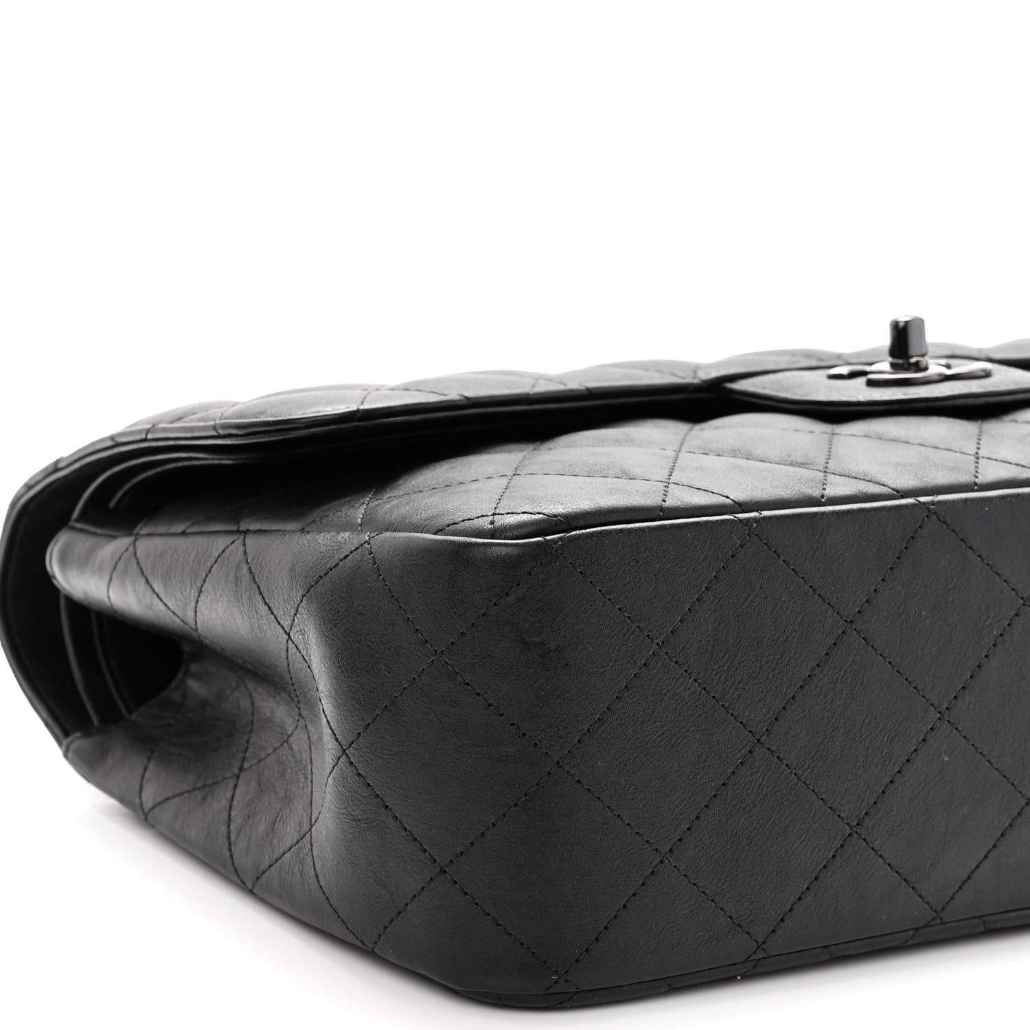 Chanel Crumpled Calfskin Quilted Jumbo Double Flap So Black 10 of 10