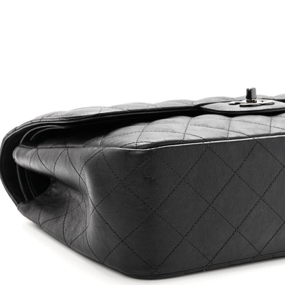 Chanel Crumpled Calfskin Quilted Jumbo Double Flap So Black 10 of 10
