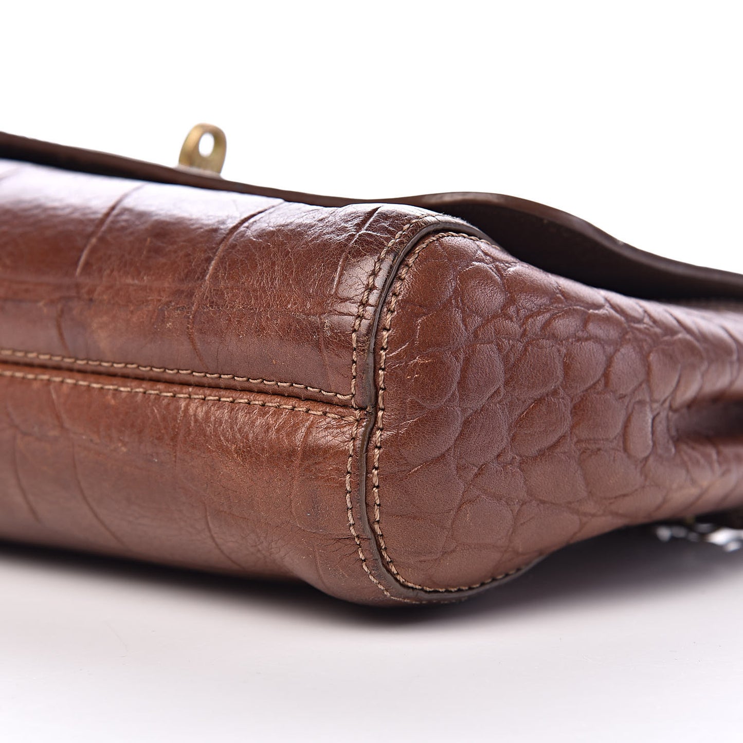 Nappa Crocodile Embossed Small Lily Flap Oak