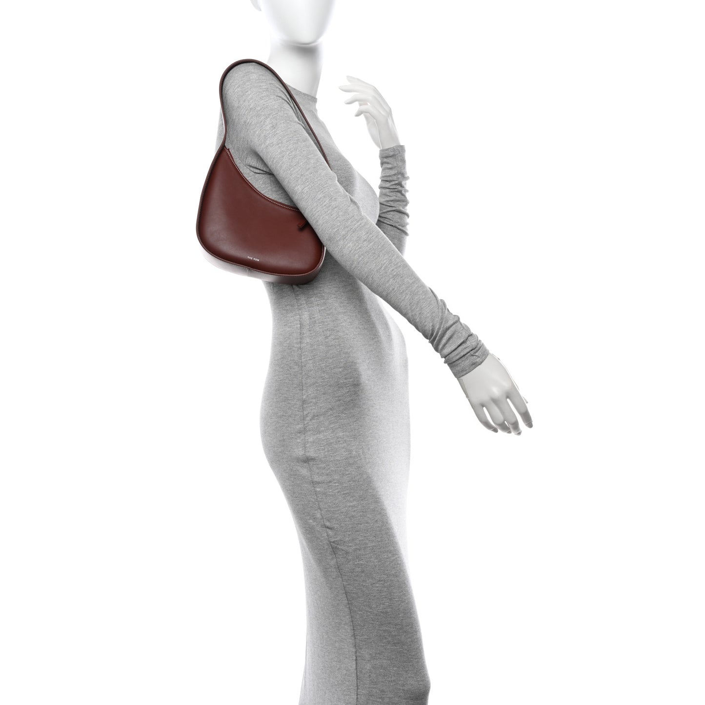 Smooth Calfskin Half Moon Shoulder Bag Cherry Wood