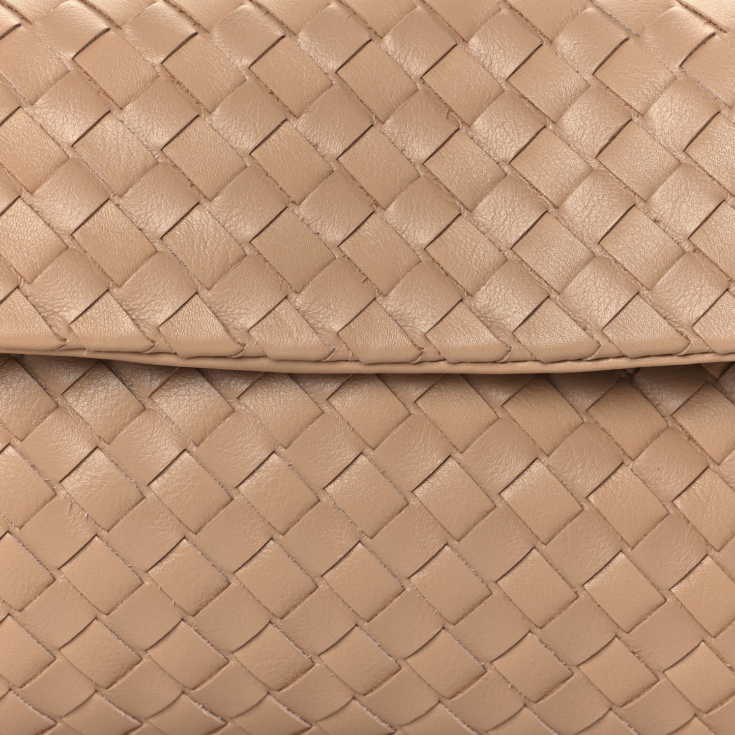 Nappa Intrecciato Flap Clutch Almond
