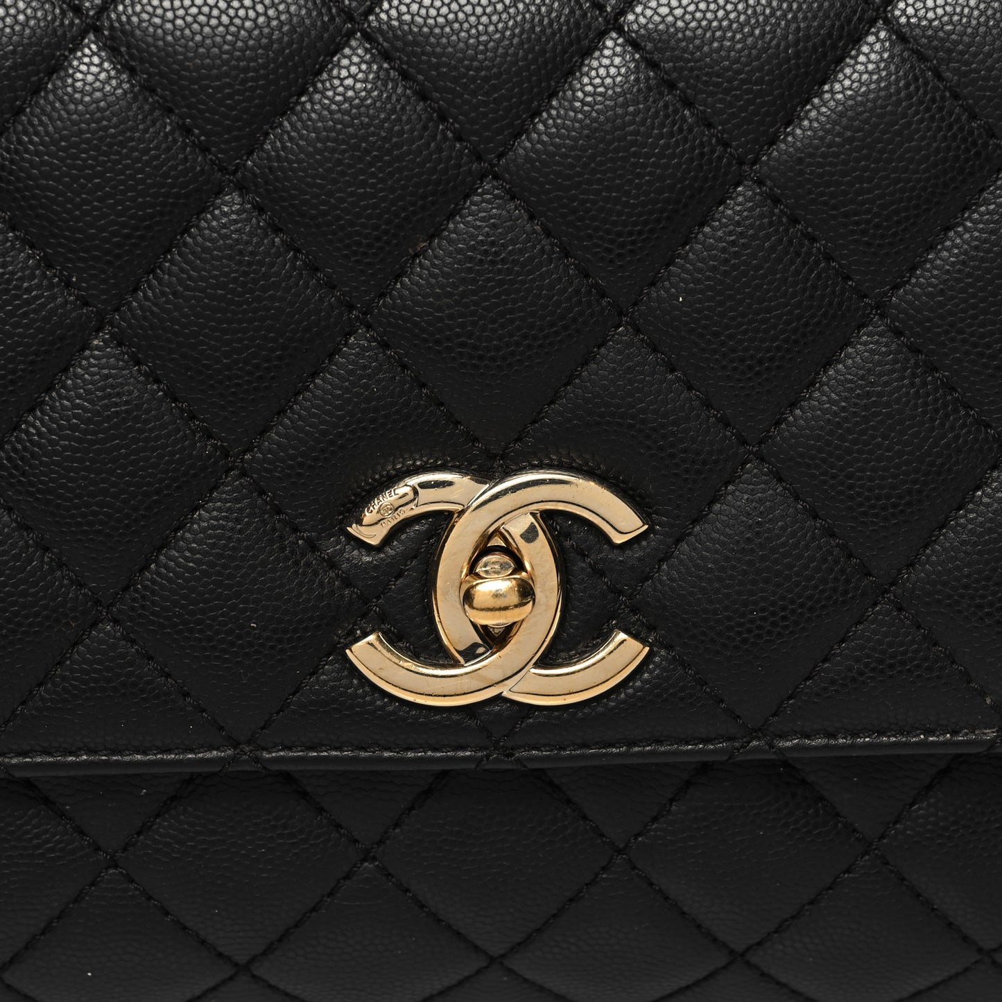 Caviar Quilted Small Coco Handle Flap Black
