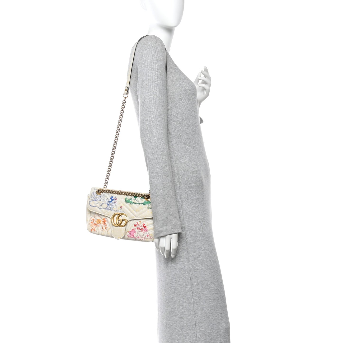 X DISNEY Calfskin Matelasse Mickey Minnie Mouse Medium GG Marmont Shoulder Bag Multicolor
