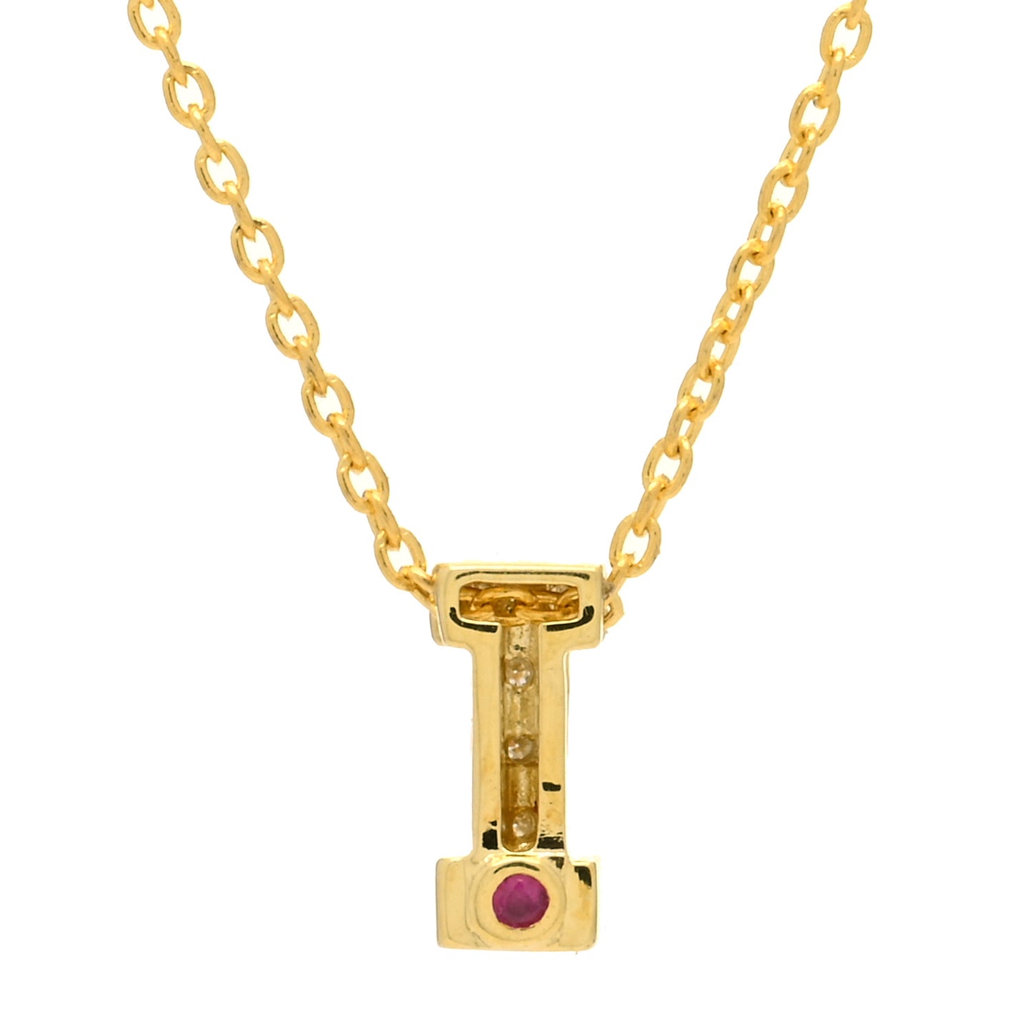 18K Yellow Gold Diamond Love Letter I Pendant Necklace