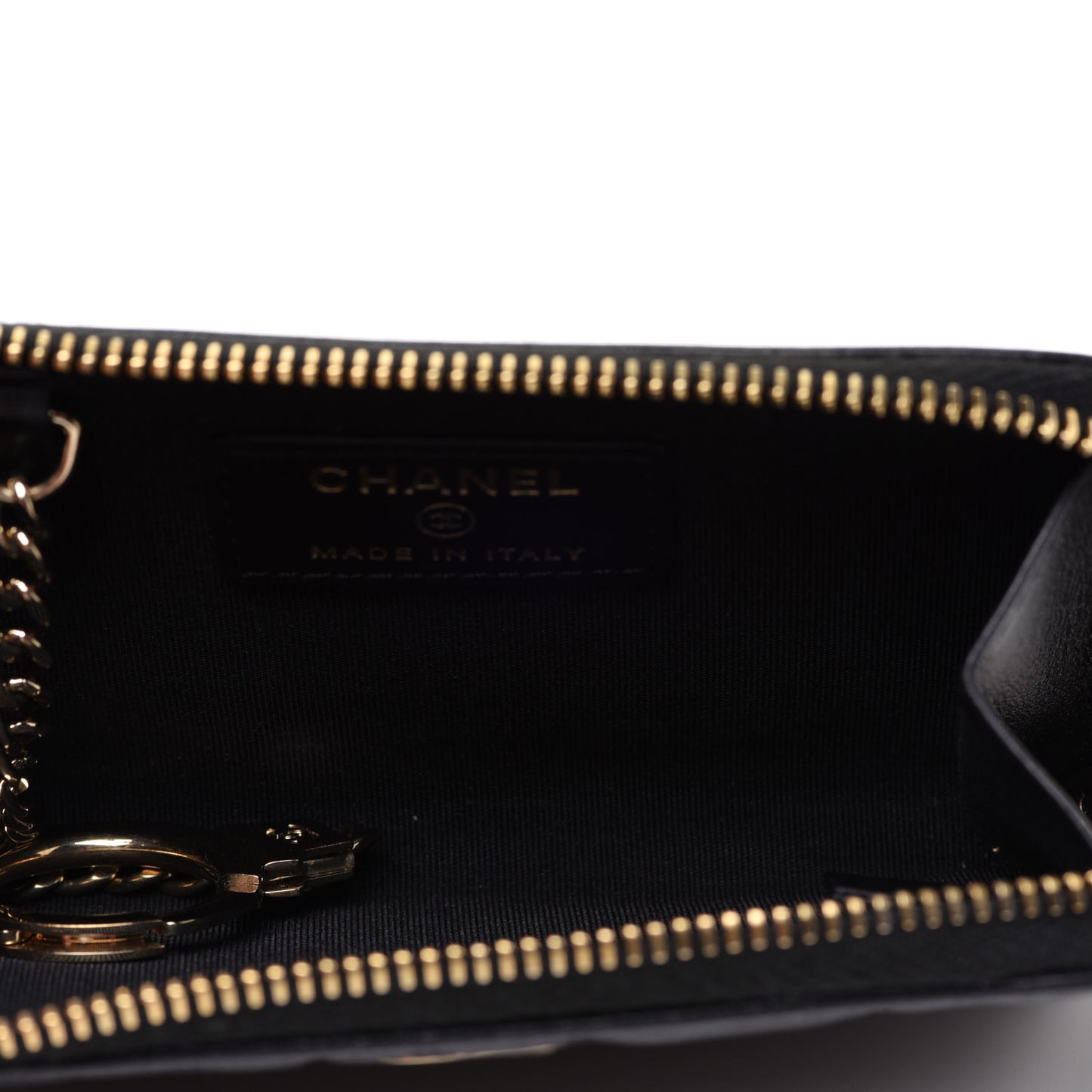 Caviar Camellia Embossed Key Holder Case Black