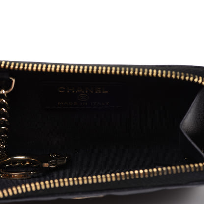 Chanel Caviar Camellia Embossed Key Holder Case Black 5 of 8