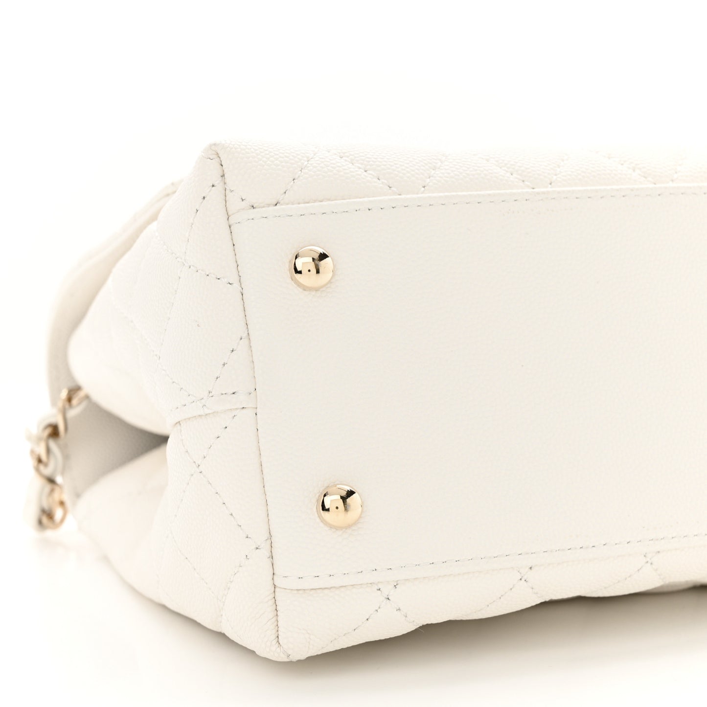 Caviar Quilted Small Chain Coco Handle Flap White