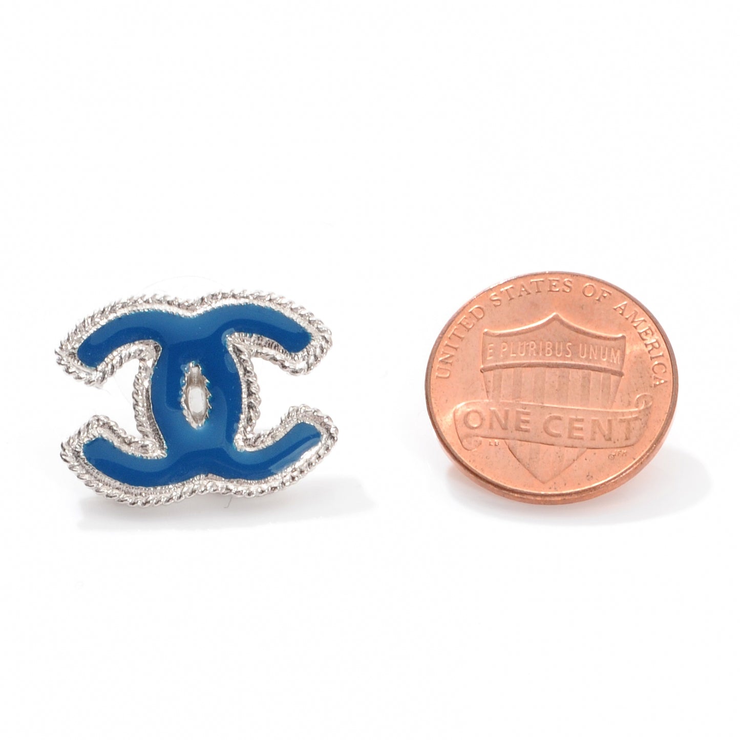 Enamel CC Earrings Blue