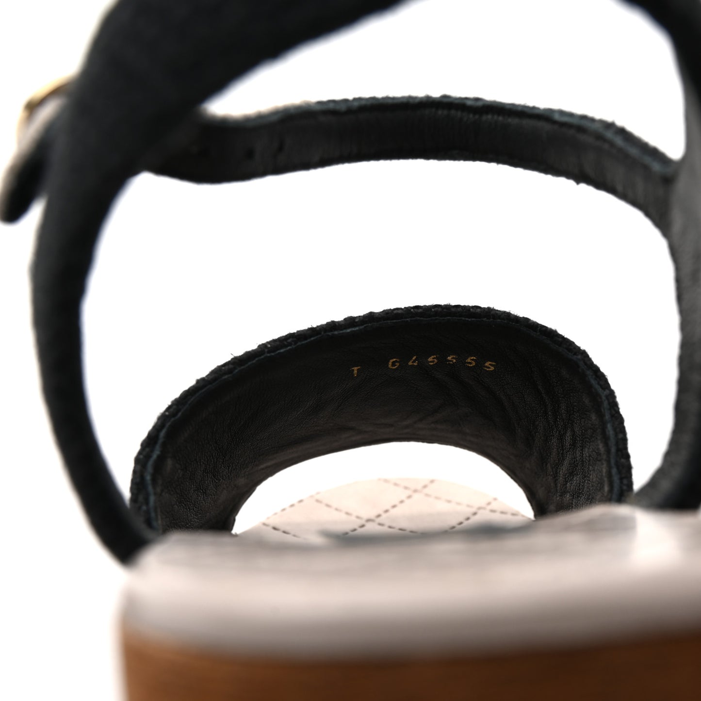 Fabric Calfskin Platform Wedge Sandals 37 Black