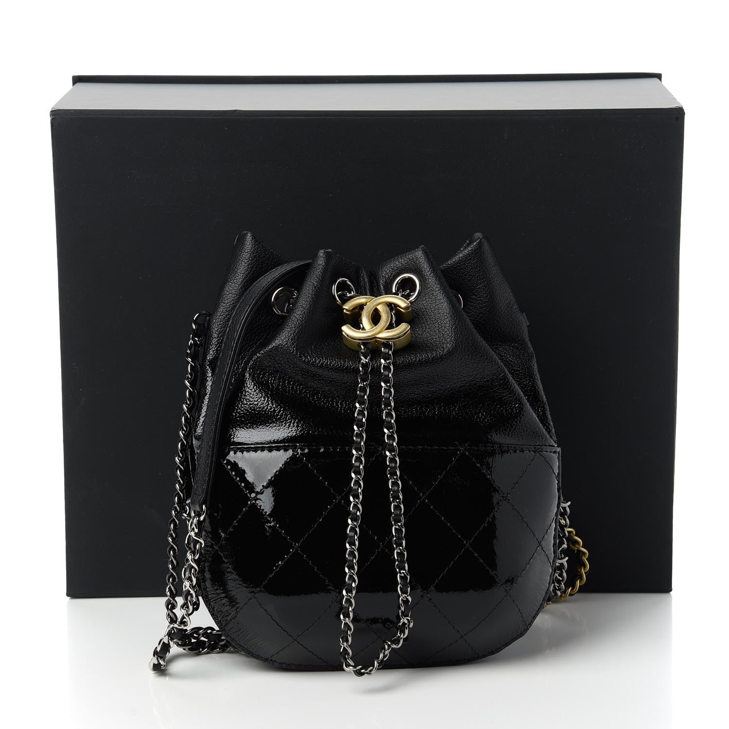 Chanel Patent Goatskin Quilted Small Gabrielle Bucket Black 11 of 11