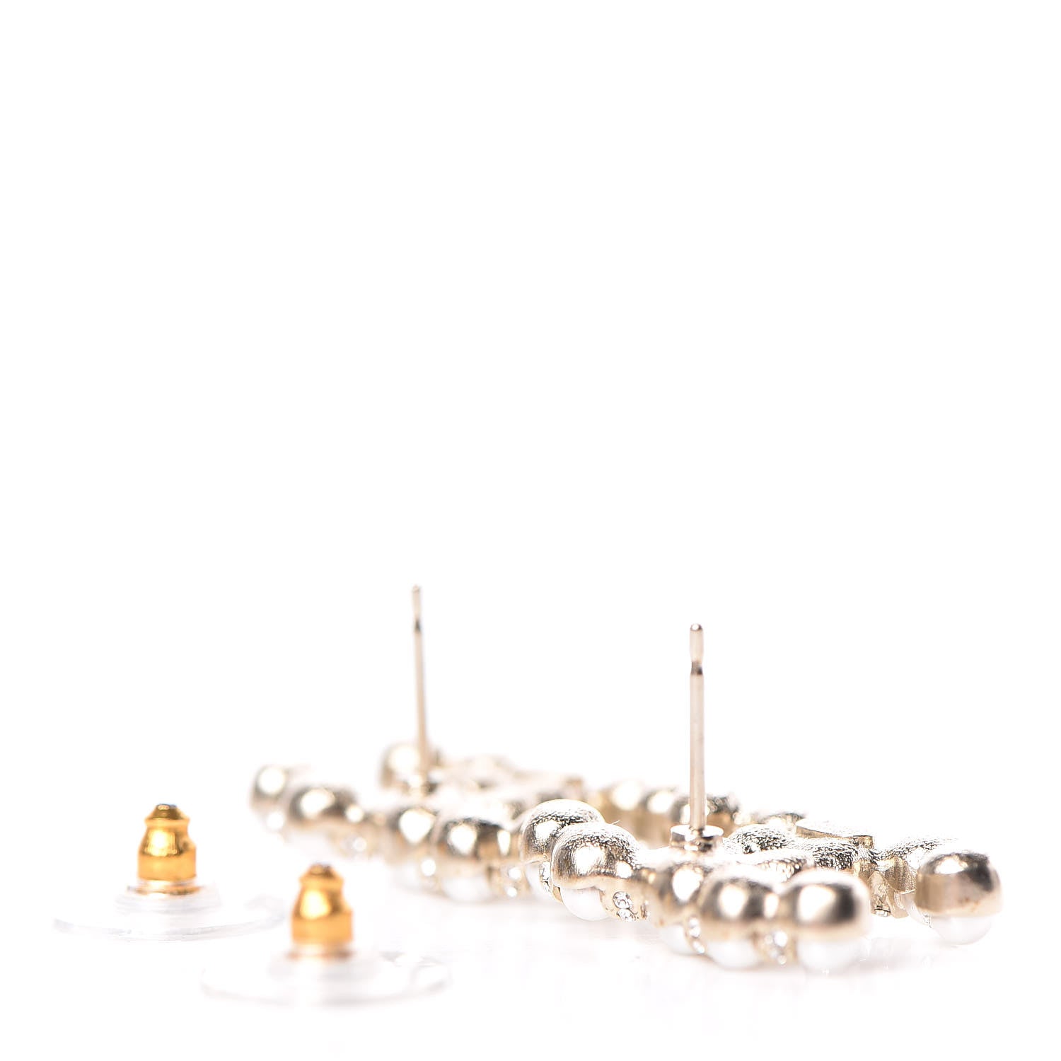 Chanel Pearl Crystal CC Earrings Gold 4 of 5