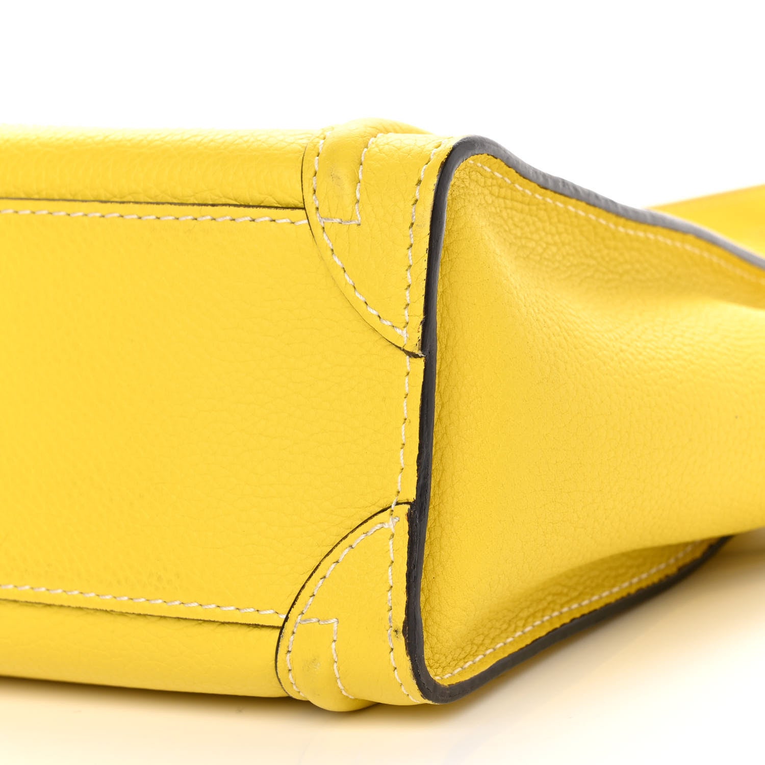 Celine Drummed Calfskin Nano Luggage Citron 9 of 11