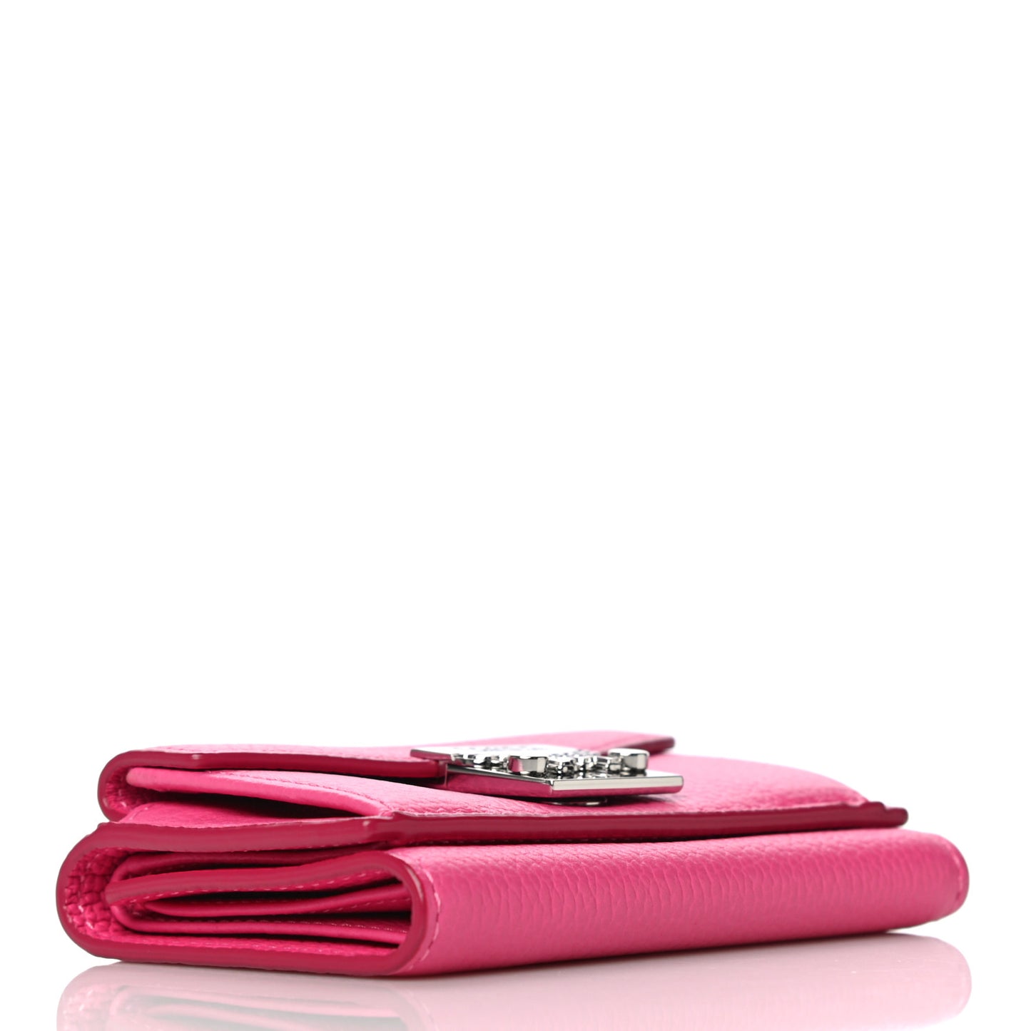 Calfskin Tri-Fold Flap Wallet Pink