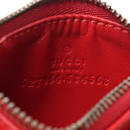 Gucci Calfskin Matelasse GG Marmont Key Case Card Holder Hibiscus Red 5 of 9