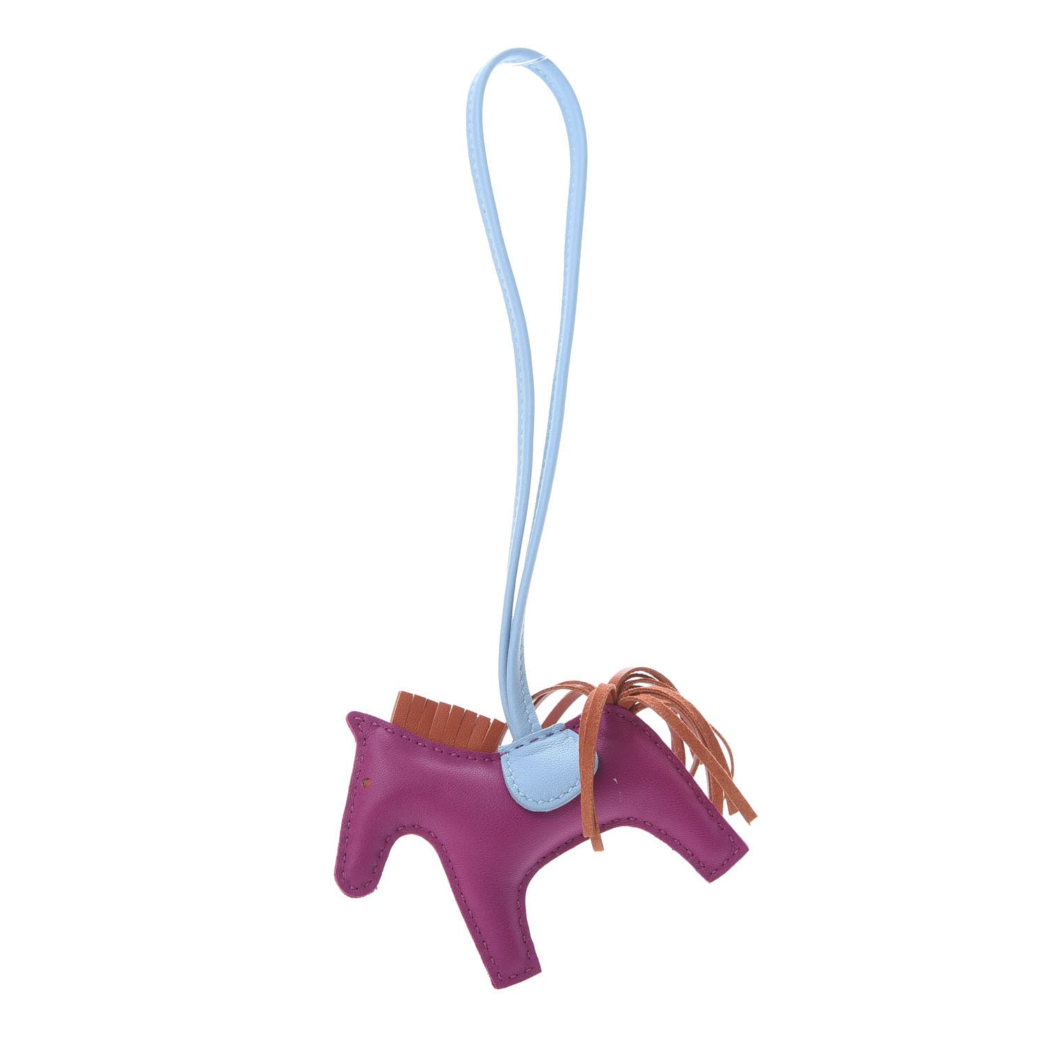 Hermes Milo Lambskin Grigri Rodeo Horse Bag Charm PM Rose Pourpre Cornaline Celeste 1 of 6