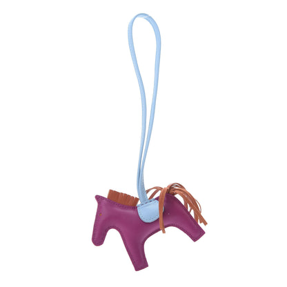 Hermes Milo Lambskin Grigri Rodeo Horse Bag Charm PM Rose Pourpre Cornaline Celeste 1 of 6