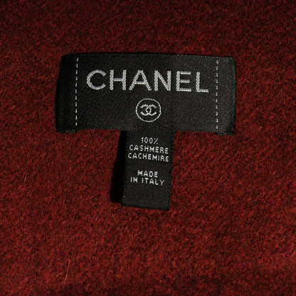 Chanel Cashmere Perforated CC Long Fringe Scarf Bordeaux 4 of 4