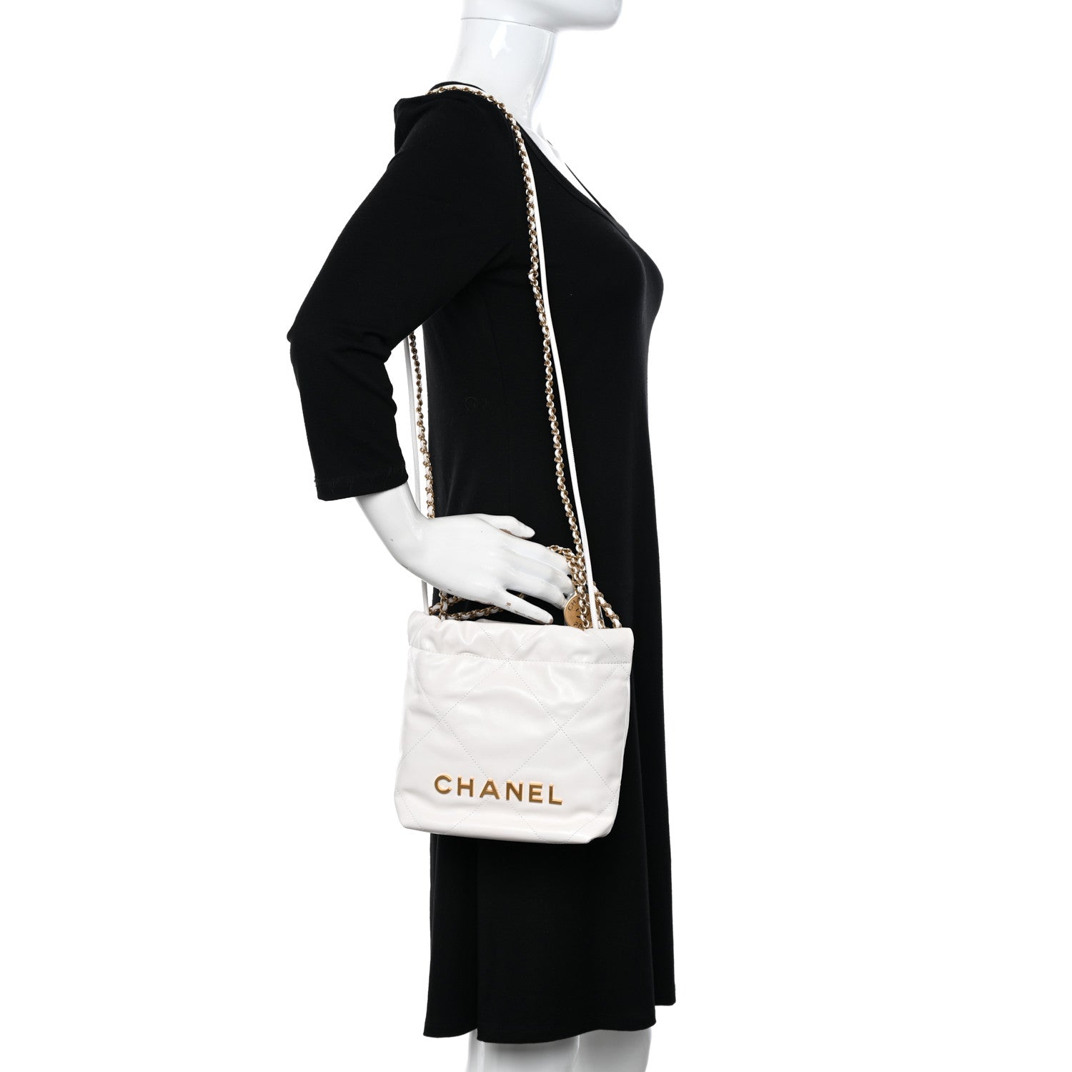 Chanel Shiny Calfskin Quilted Mini Chanel 22 White 2 of 10