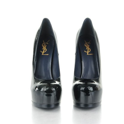 Saint Laurent Patent Tribtoo 105 Platform Pumps 40 Dark Blue 2 of 8