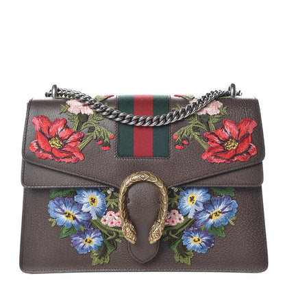 Gucci Calfskin Web Floral Embroidered Medium Dionysus Shoulder Bag New Acero 1 of 13