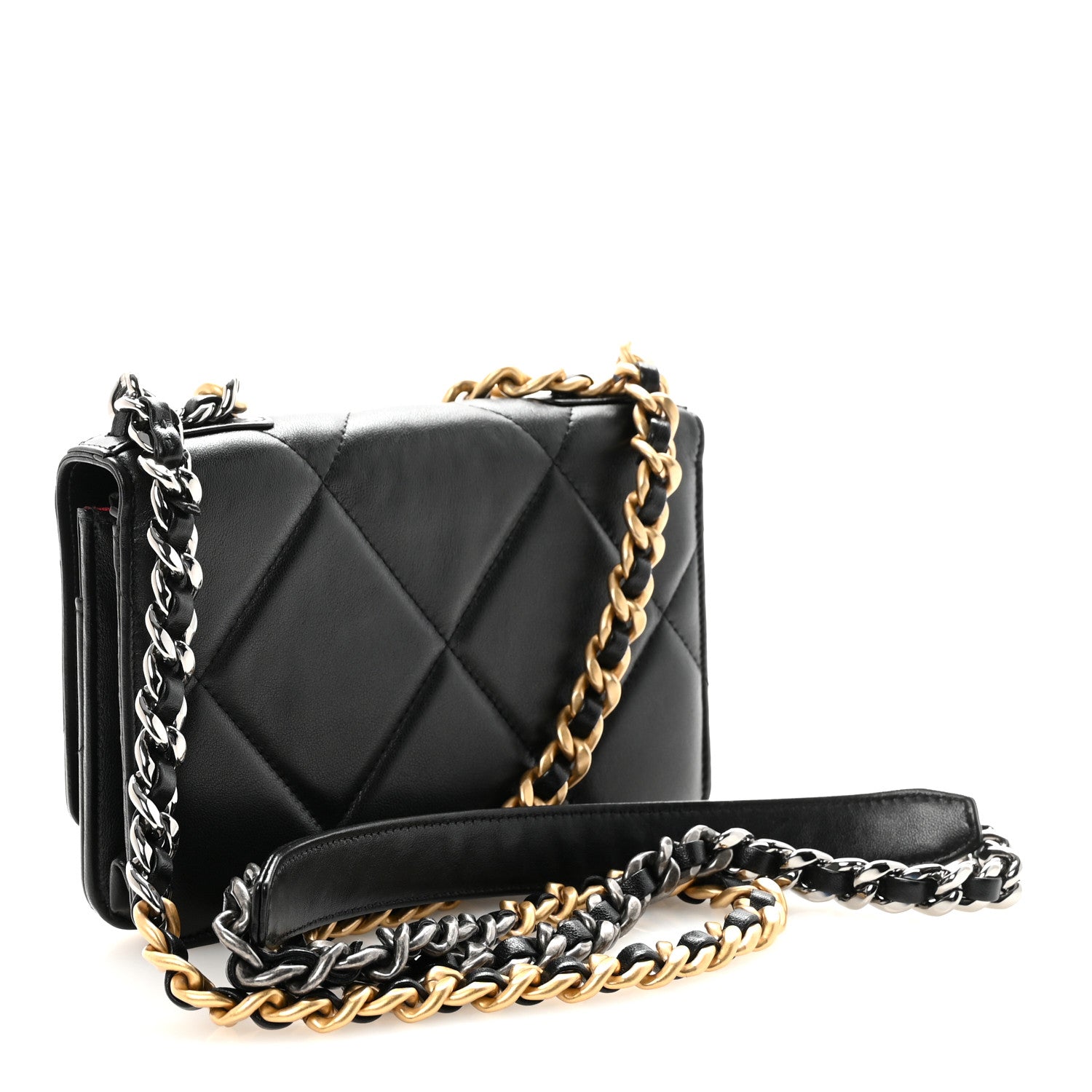 Chanel Lambskin Quilted Chanel 19 Wallet On Chain WOC Black 3 of 12