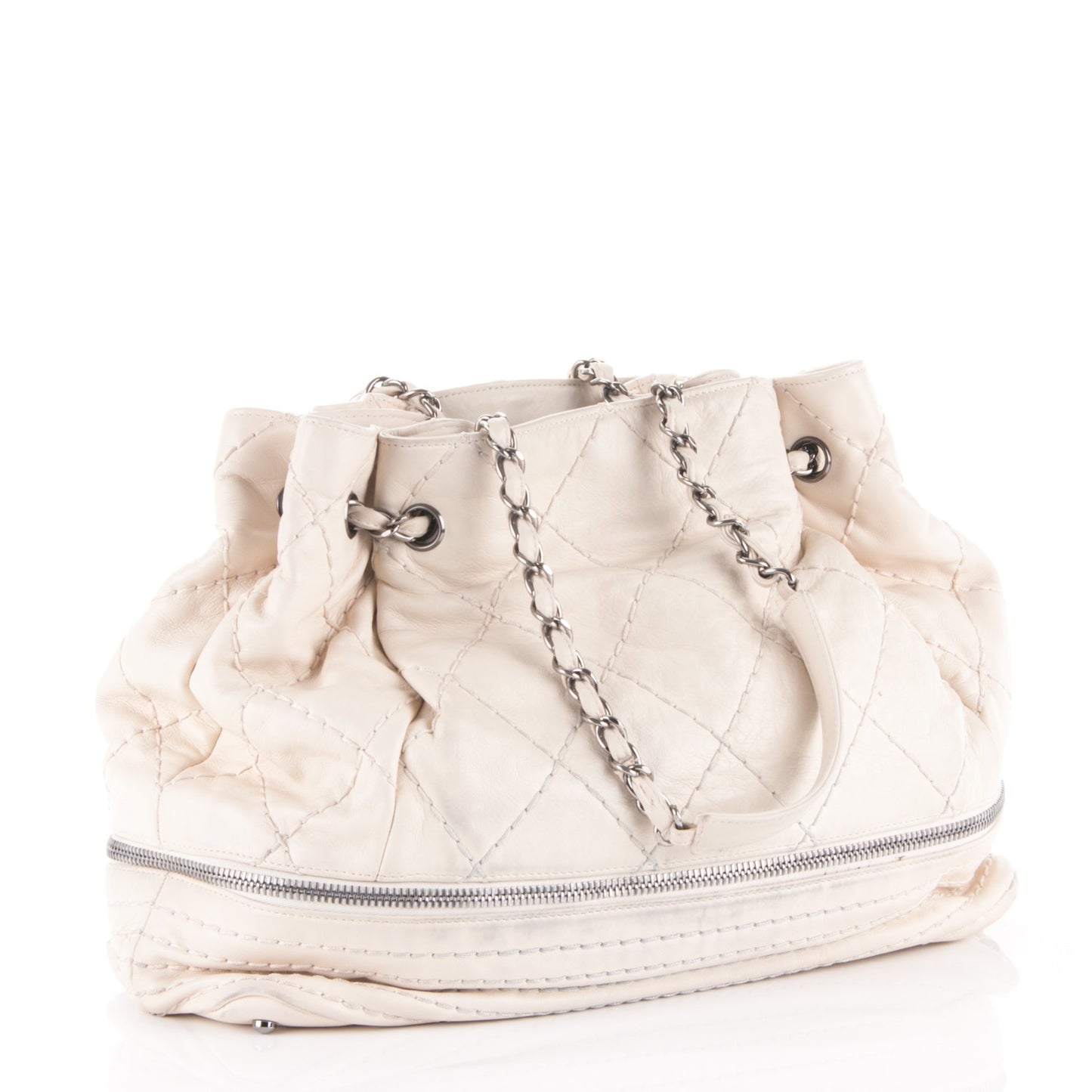 Lambskin Expandable Tote White