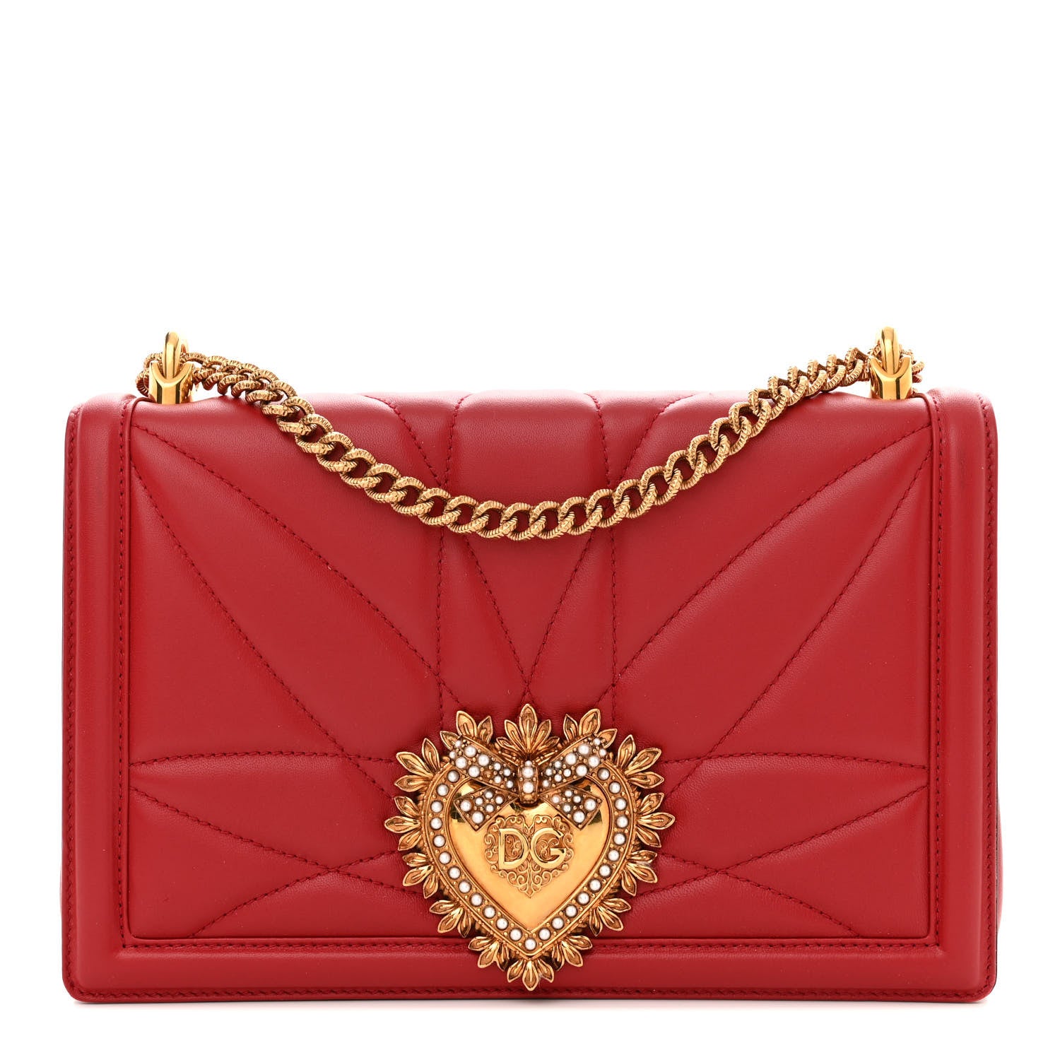 Dolce & Gabbana Calfskin Large Devotion Crossbody Bag Red 1 of 15