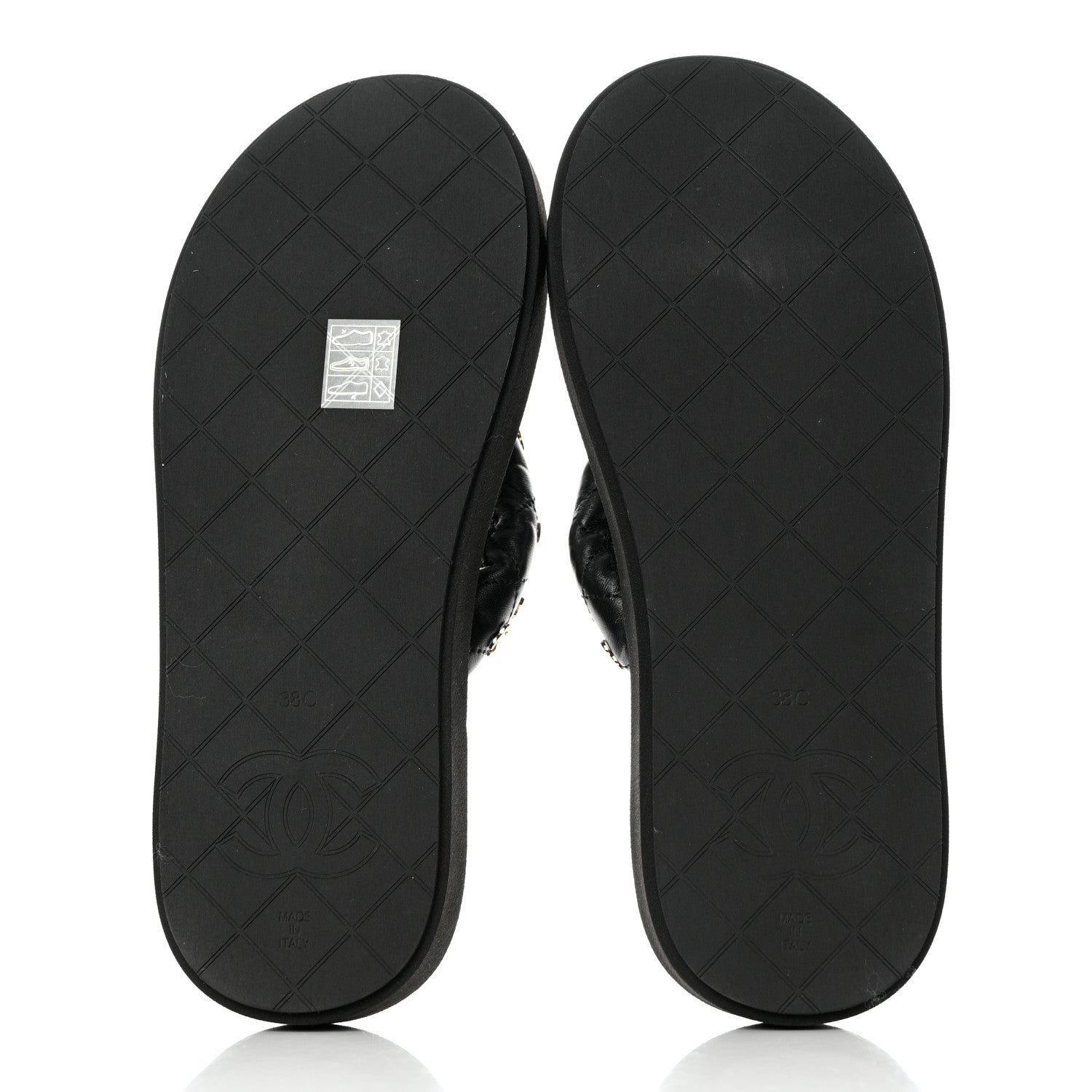 Chanel Lambskin Quilted Padded Charms Thong Sandals 38 Black 5 of 10
