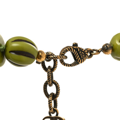Gucci Resin Carved Flower Dragon Bead Necklace Green 4 of 5