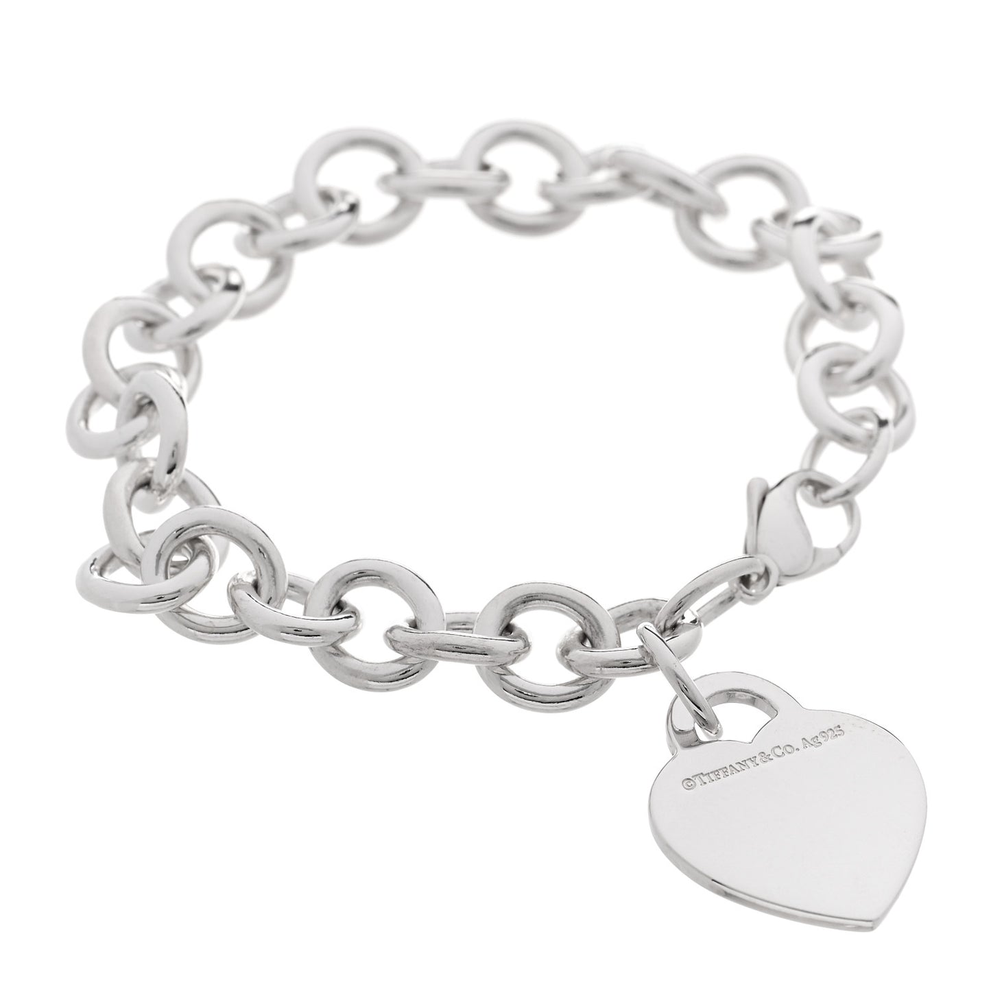 Sterling Silver Heart Tag Charm Bracelet