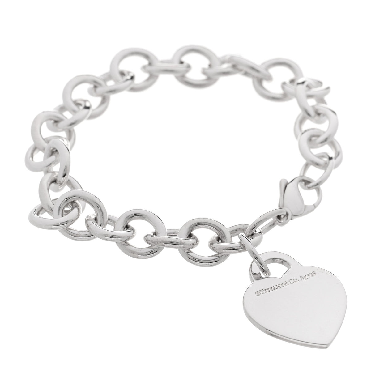 Tiffany Sterling Silver Heart Tag Charm Bracelet 1 of 5