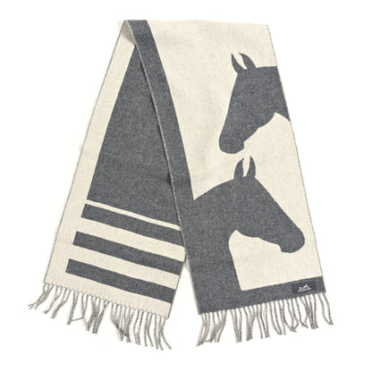 Hermes Cashmere Casaque Love Story Muffler Gris Clair Ivoire 2 of 3