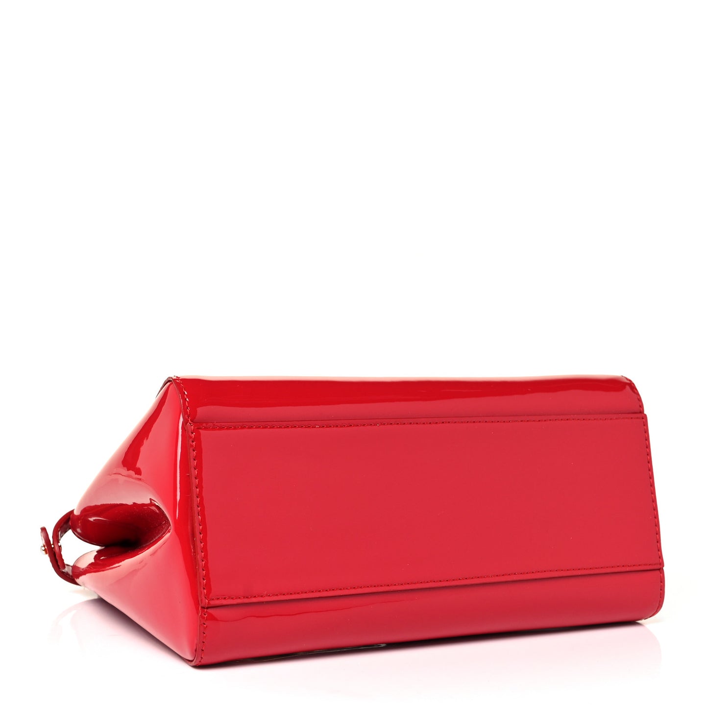 Vitello Vernice Mou Mini Peekaboo Iconic Satchel Rosso Cardinale