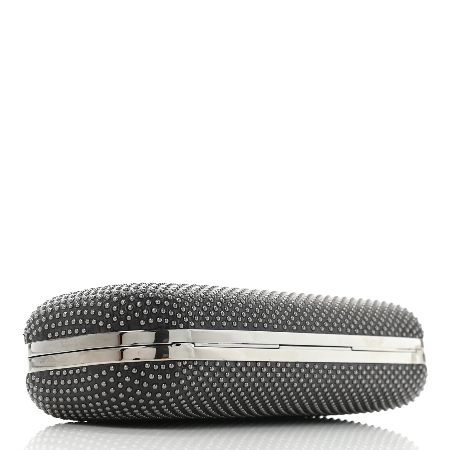 Suede Studded Skull Knuckle Box Clutch Black