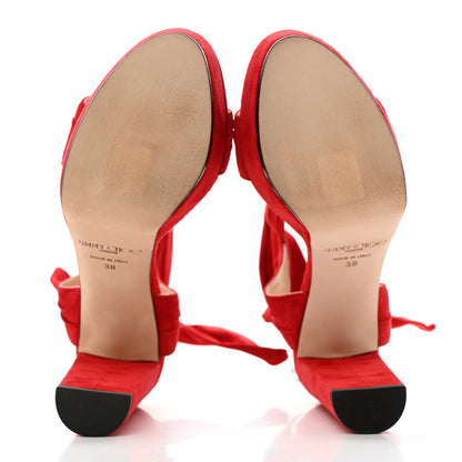 Jimmy Choo Soft Suede Kaytrin 120 Platform Sandals 38 Red 5 of 8