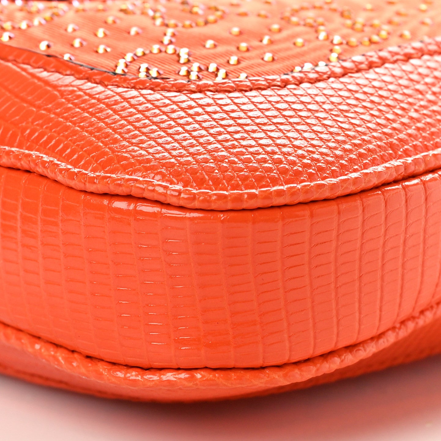 Gucci Canvas Lizard Crystal GG Monogram Mini Jackie 1961 Orange